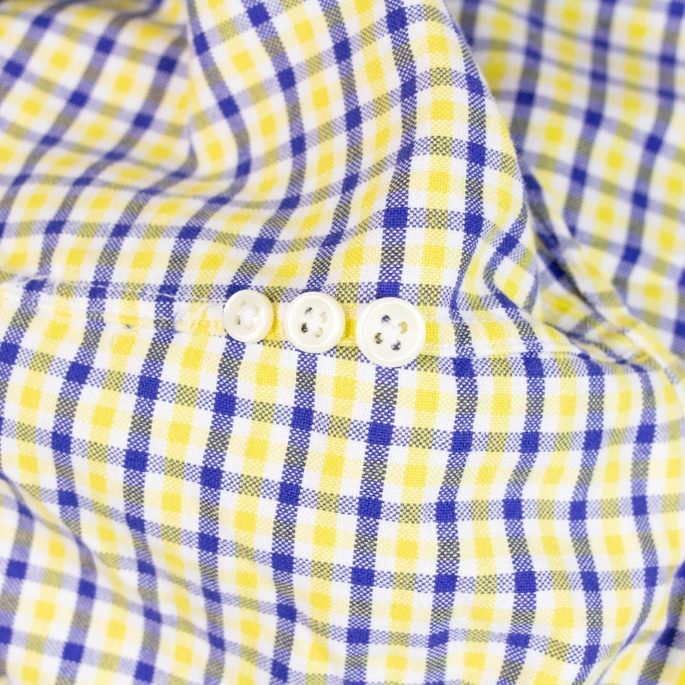 Polo Ralph Lauren Mens 2XL Blue‎ Yellow Check Logo LS Button Front Shirt